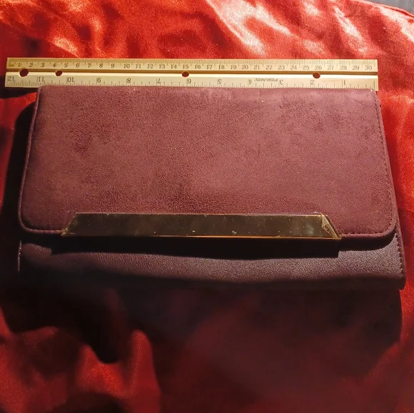 Very rare Burgundy Cato two way 2way bag clutch gold hardware chain handle - Picture 3 of 16